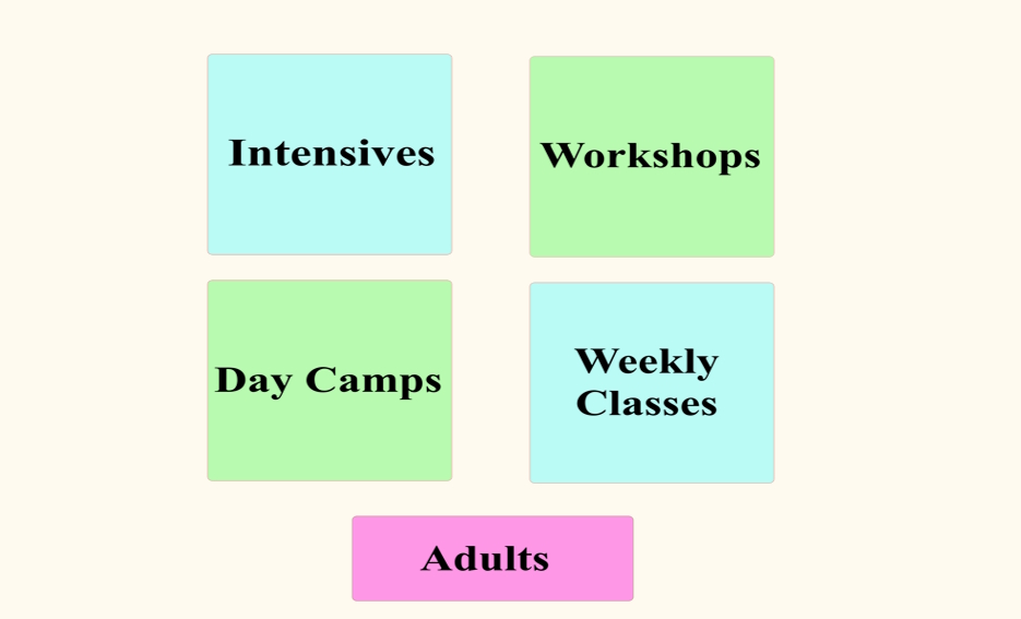 5 shapes for 5 summer class options